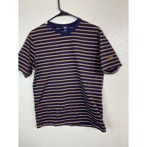 Tilley Mens Striped T-Shirt size Small Navy Brown Cotton Made In Japan Basics